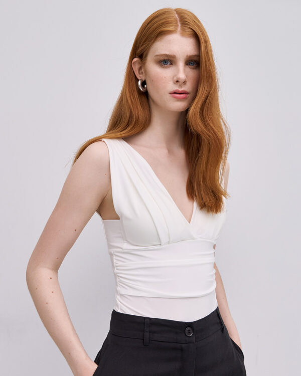 Bodysuit with a deep v- neckline - Access Fashion - Image 5