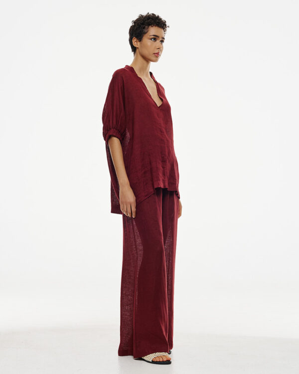 Blouse with v-neckline and elastic sleeves - Access Fashion - Image 3