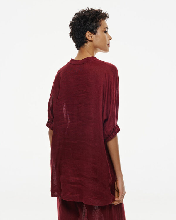 Blouse with v-neckline and elastic sleeves - Access Fashion - Image 4