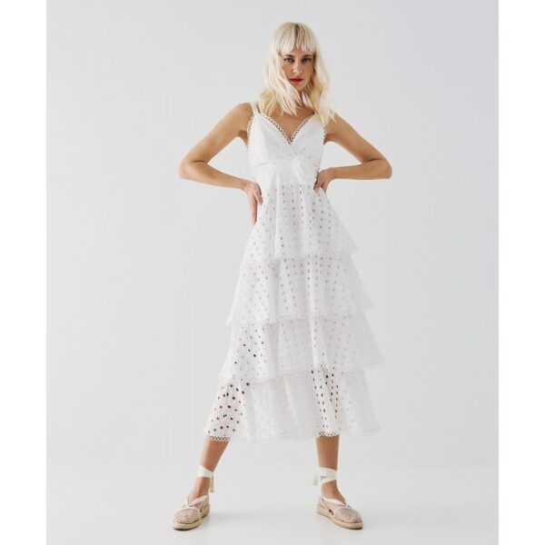 Broderie dress with ruffles - Access Fashion - Image 9
