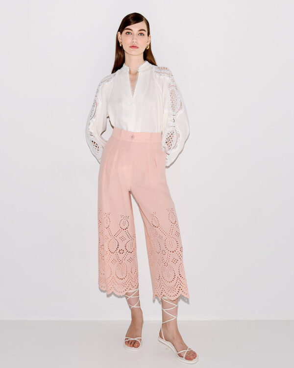 Cropped pants with perforated details - Access Fashion - Image 7