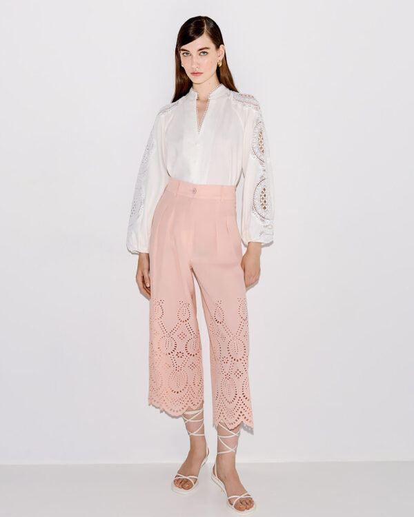 Cropped pants with perforated details - Access Fashion - Image 9
