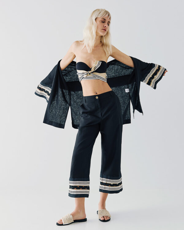 Cropped pants with trims - Access Fashion - Image 3