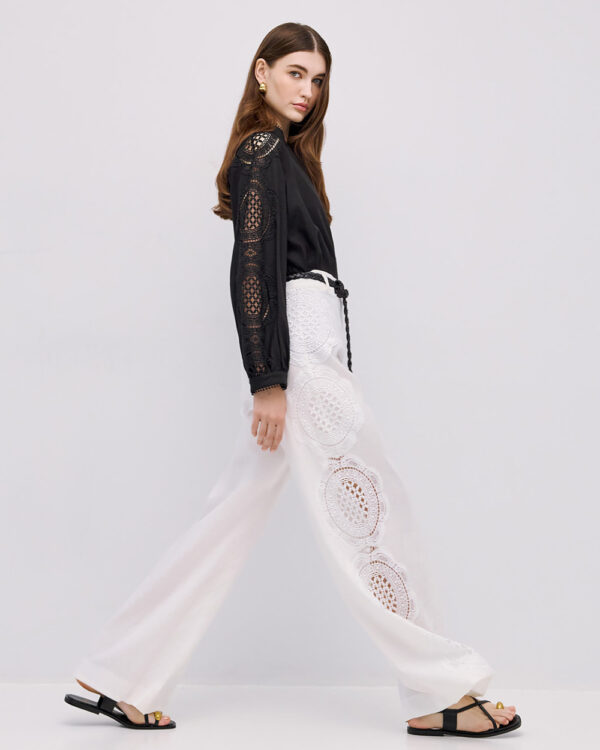Pants with broderie details - Access Fashion - Image 6