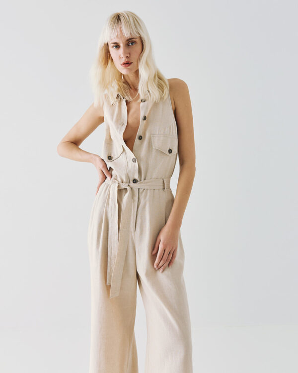 Sleeveless jumpsuit with buttons - Access Fashion - Image 9