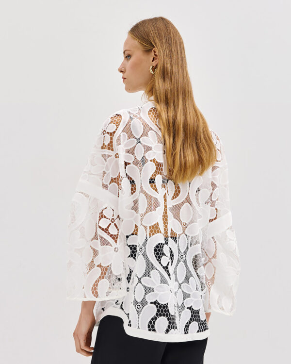 Lace shirt with a band collar - Access Fashion - Image 3