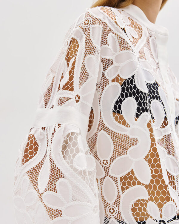 Lace shirt with a band collar - Access Fashion - Image 5