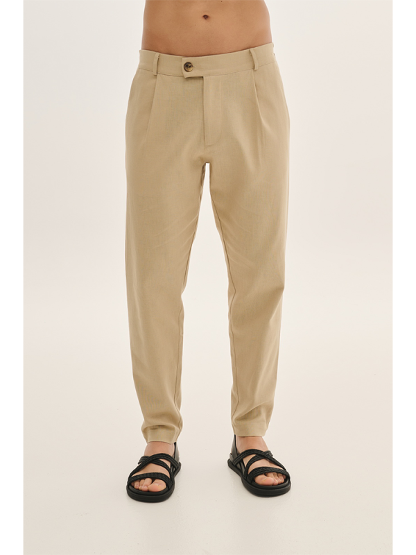 Linen trousers with front pleats - P/coc