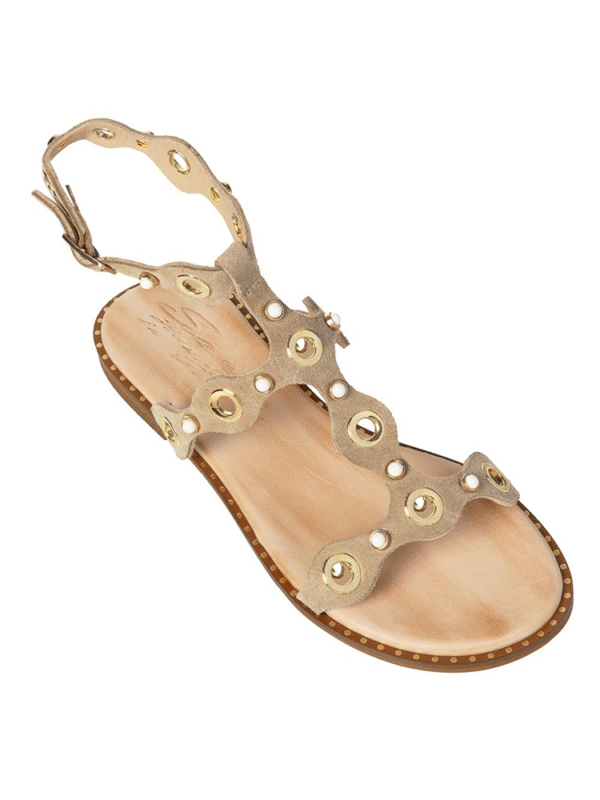 Leather sandalsdecorated with gold studs - Sante Shoes - Image 2