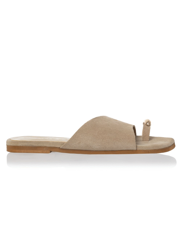 Suede flat sandals with metallic bullet detail - Sante Shoes