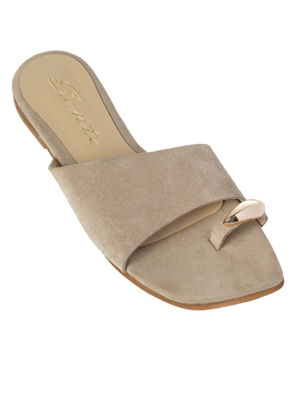 Suede flat sandals with metallic bullet detail - Sante Shoes - Image 2