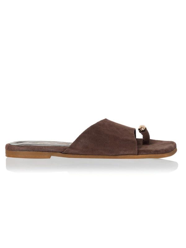 Suede flat sandals with metallic bullet detail - Sante Shoes - Image 4