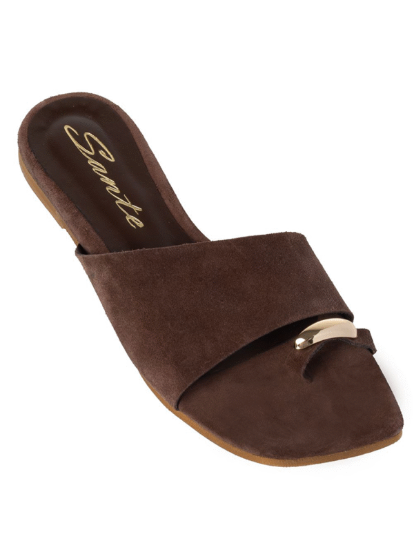 Suede flat sandals with metallic bullet detail - Sante Shoes - Image 5