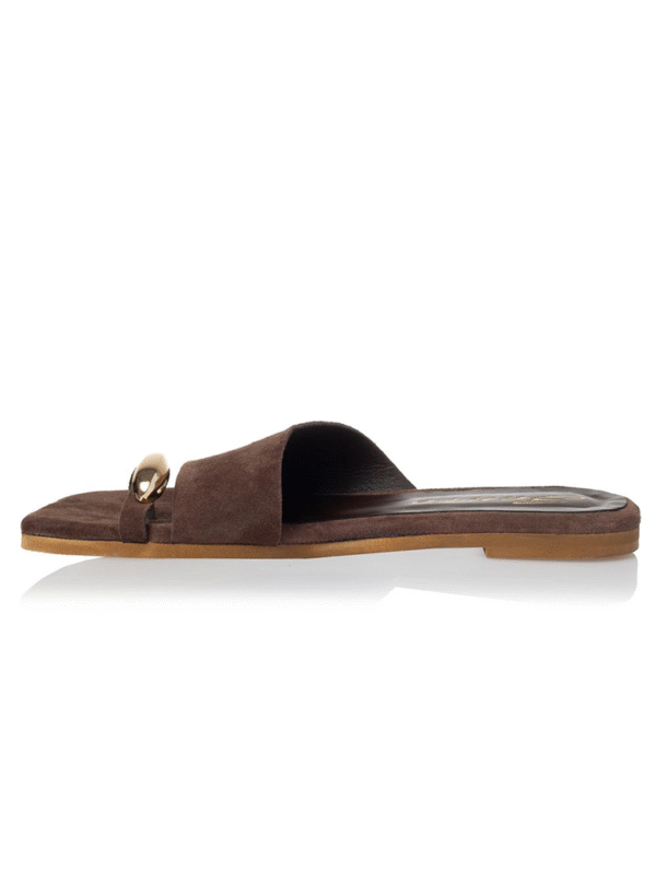 Suede flat sandals with metallic bullet detail - Sante Shoes - Image 6