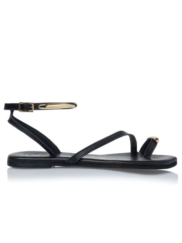 Leather sandals with gold metallic details - Sante Shoes - Image 5