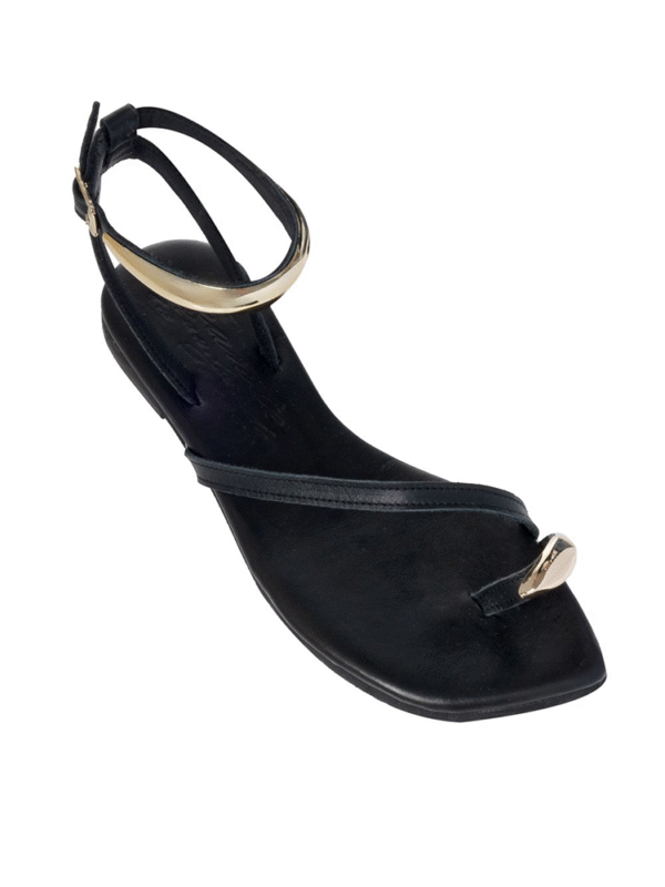 Leather sandals with gold metallic details - Sante Shoes - Image 6