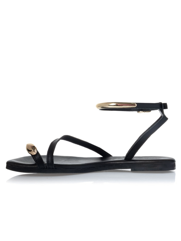 Leather sandals with gold metallic details - Sante Shoes - Image 8