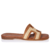 Natural woven flat with H-strap design - Sante Shoes