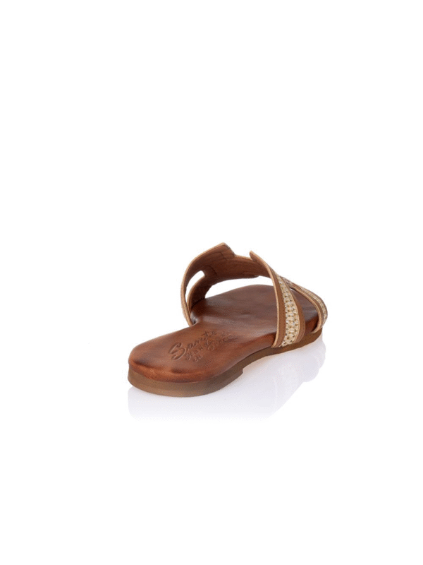 Natural woven flat with H-strap design - Sante Shoes - Image 3