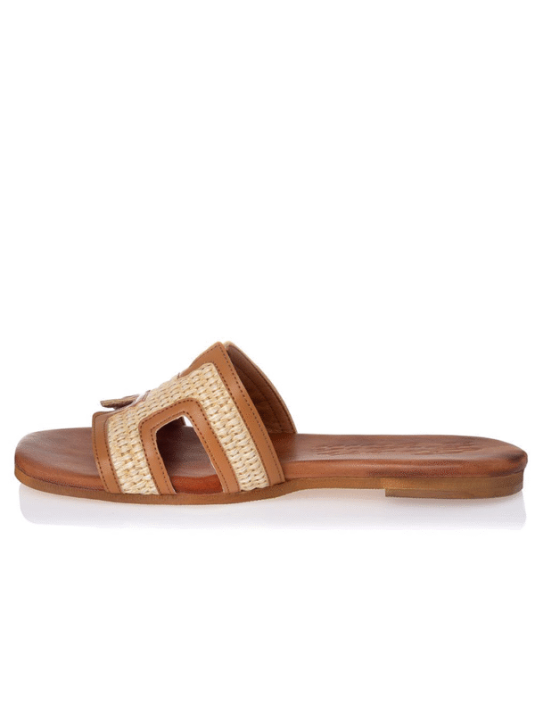 Natural woven flat with H-strap design - Sante Shoes - Image 4