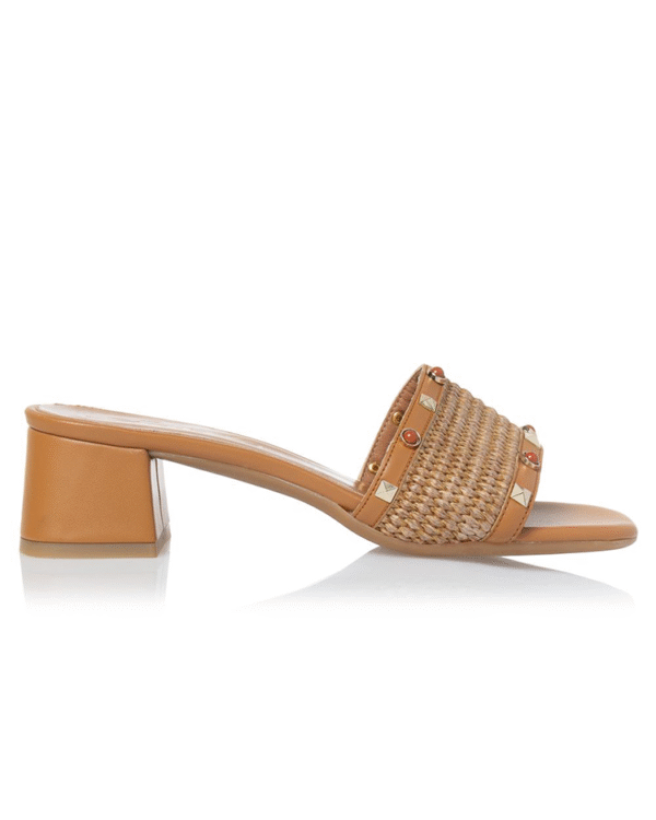 Leather mules with Woven stud details - Sante Shoes