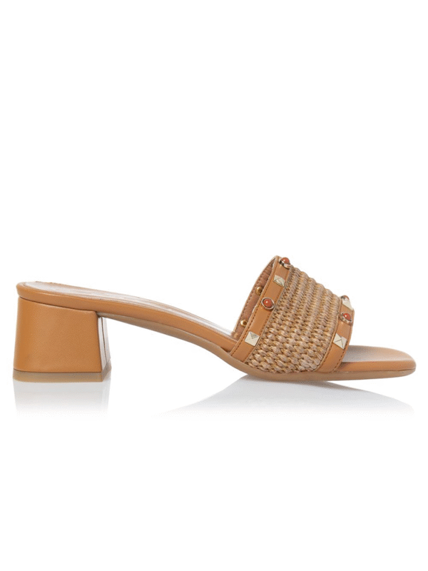 Leather mules with Woven stud details - Sante Shoes