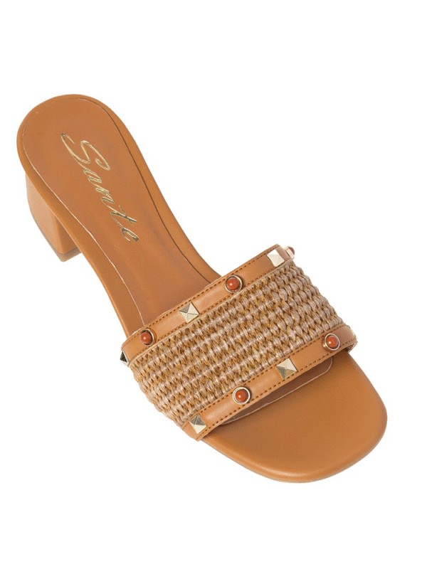 Leather mules with Woven stud details - Sante Shoes - Image 2