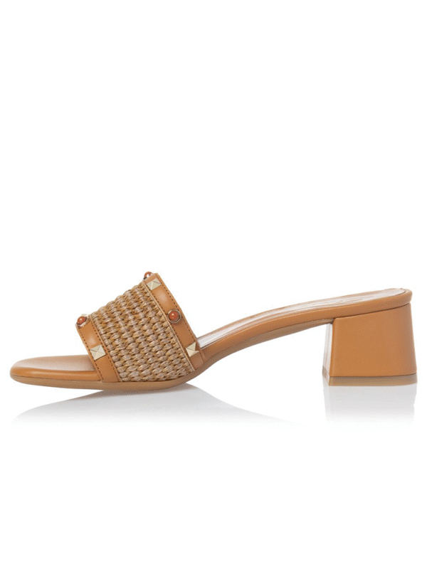 Leather mules with Woven stud details - Sante Shoes - Image 4