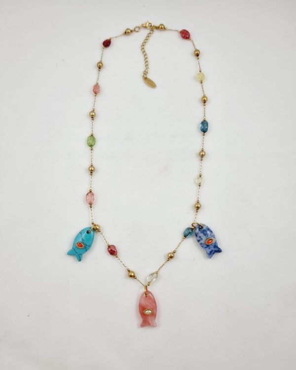 Chain necklace with fishes - Ifigenia Loukou