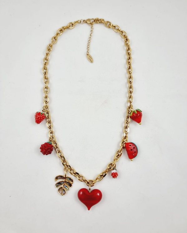 Chain necklace with heart and fruits - Ifigenia Loukou