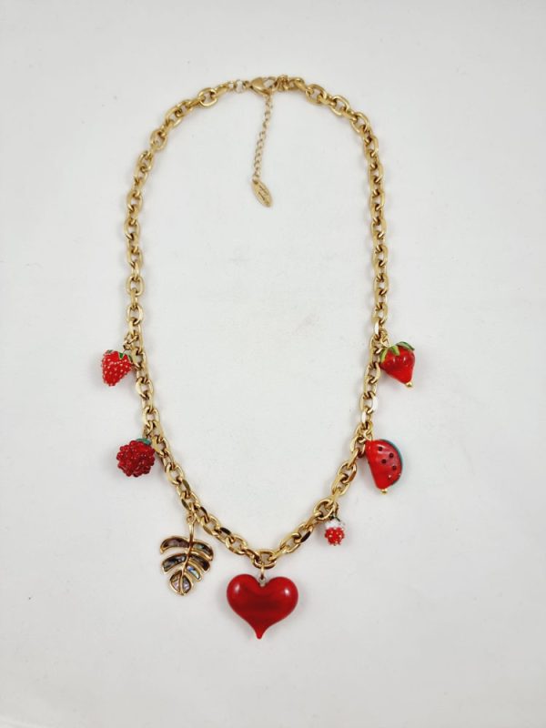 Chain necklace with heart and fruits - Ifigenia Loukou