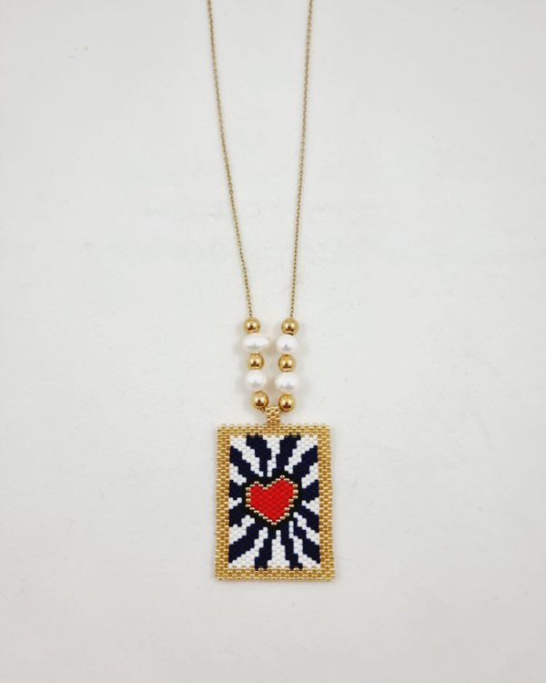 Miyuki heart necklace with pearls - Ifigenia Loukou