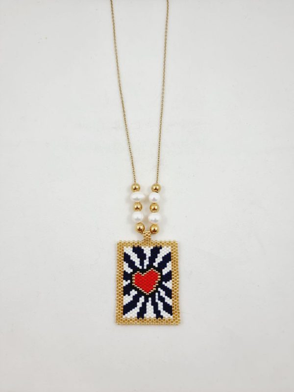 Miyuki heart necklace with pearls - Ifigenia Loukou