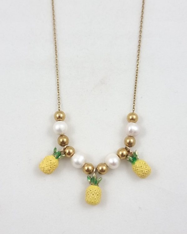 Chain necklace with pearls and pineapples - Ifigenia Loukou