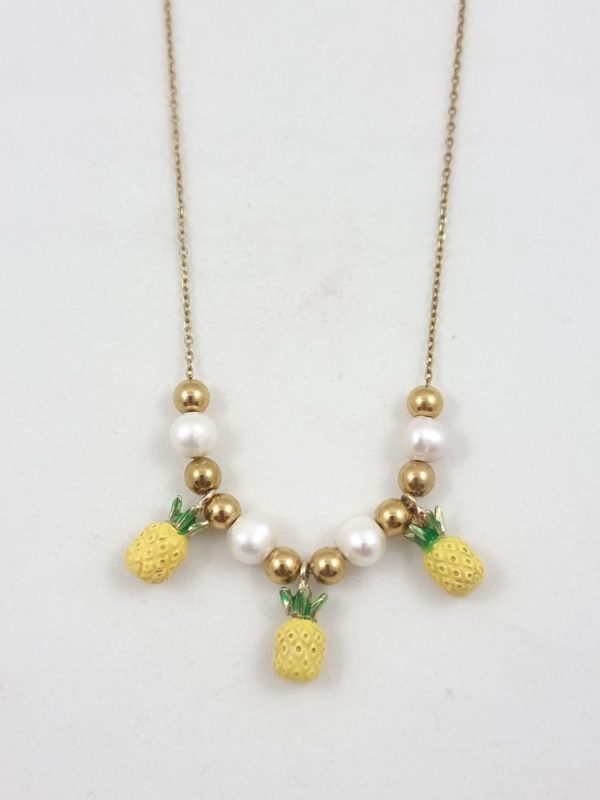 Chain necklace with pearls and pineapples - Ifigenia Loukou