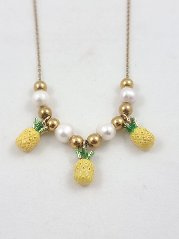 Chain necklace with pearls and pineapples - Ifigenia Loukou - Image 3