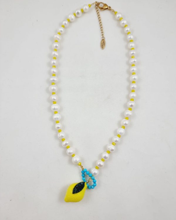 Pearl necklace with lemon - Ifigenia Loukou