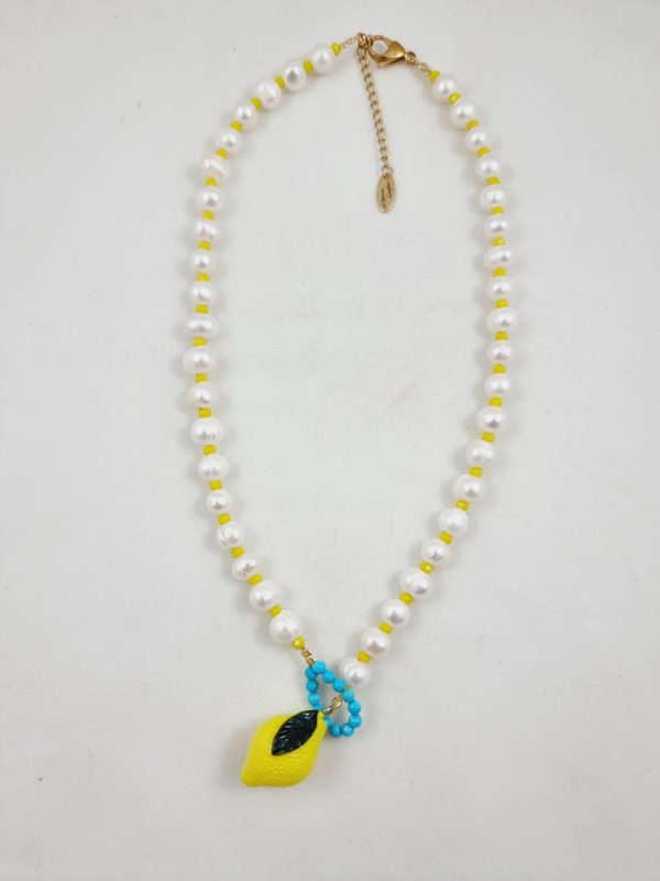 Pearl necklace with lemon - Ifigenia Loukou