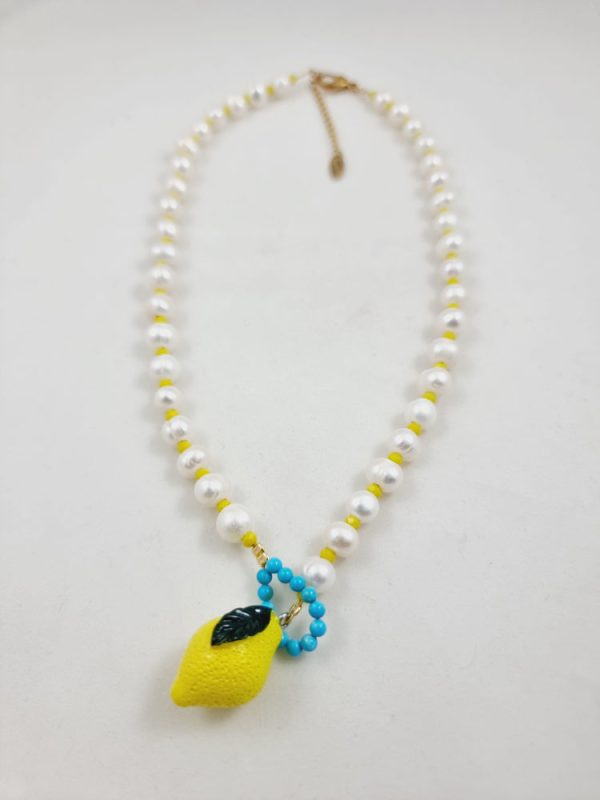 Pearl necklace with lemon - Ifigenia Loukou - Image 2