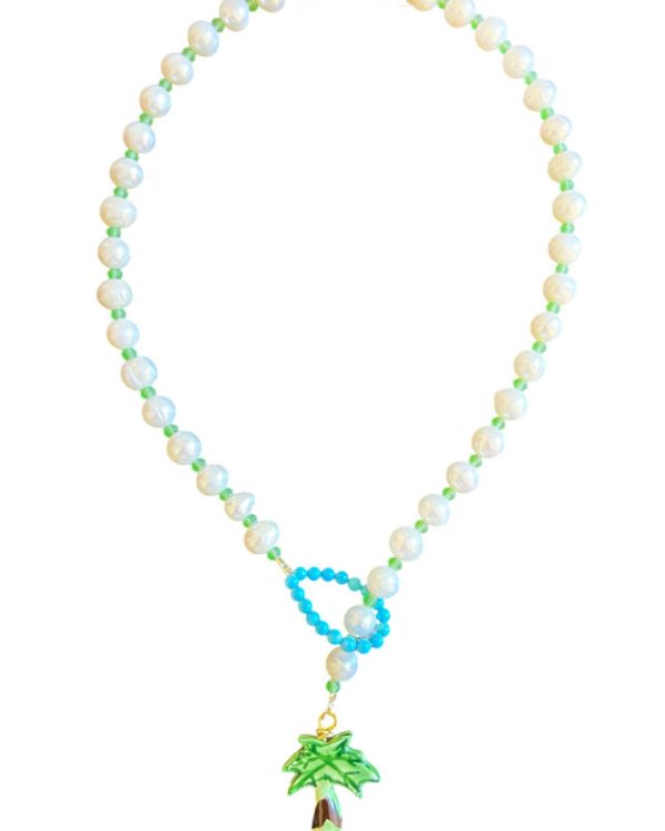Pearl necklace with palm tree - Ifigenia Loukou