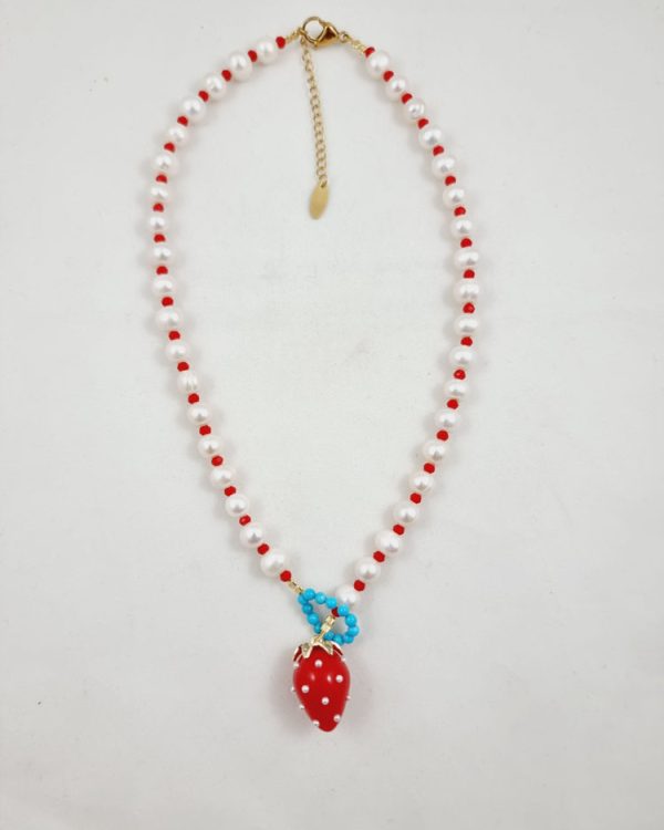 Pearl necklace with strawberry - Ifigenia Loukou