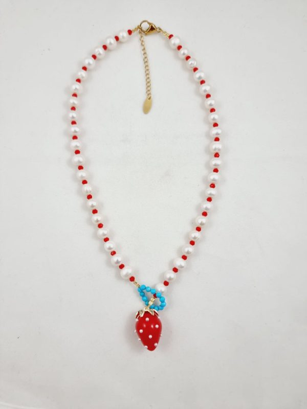 Pearl necklace with strawberry - Ifigenia Loukou