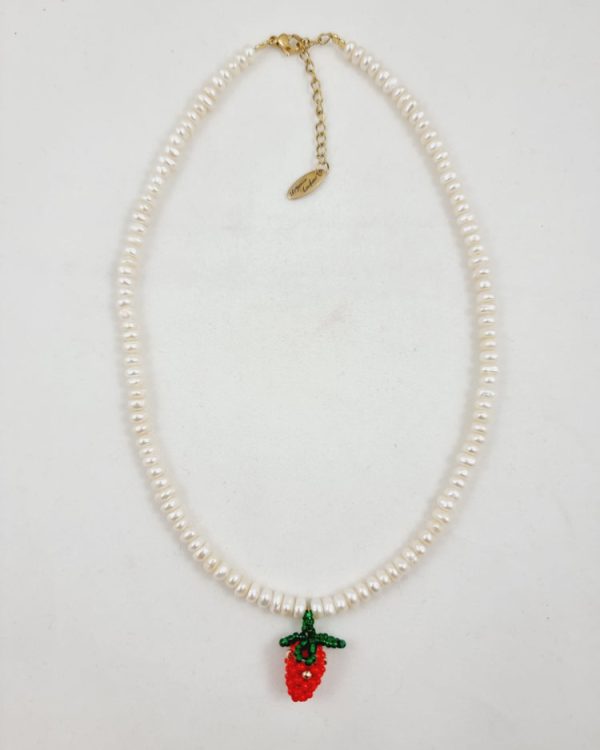 Pearl necklace with strawberry - Ifigenia Loukou