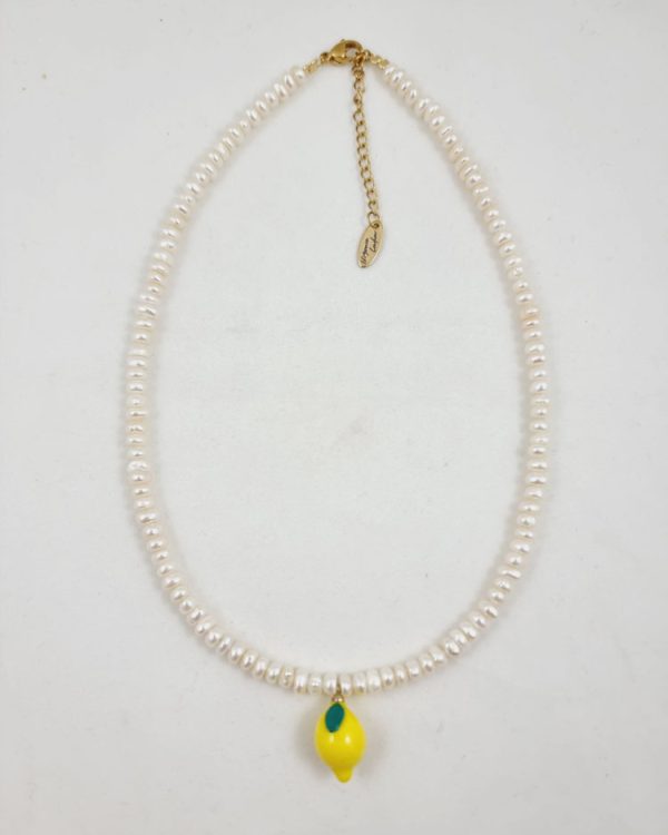 Pearl necklace with lemon - Ifigenia Loukou