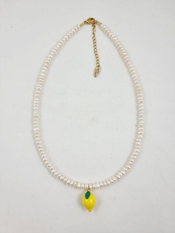 Pearl necklace with lemon - Ifigenia Loukou