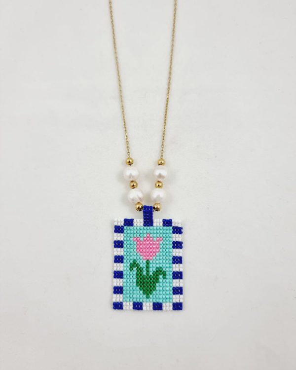 Miyuki tulip necklace with pearls - Ifigenia Loukou