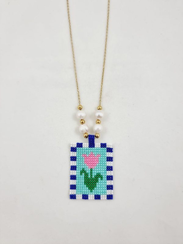 Miyuki tulip necklace with pearls - Ifigenia Loukou
