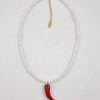 Pearl necklace with red chilli - Ifigenia Loukou