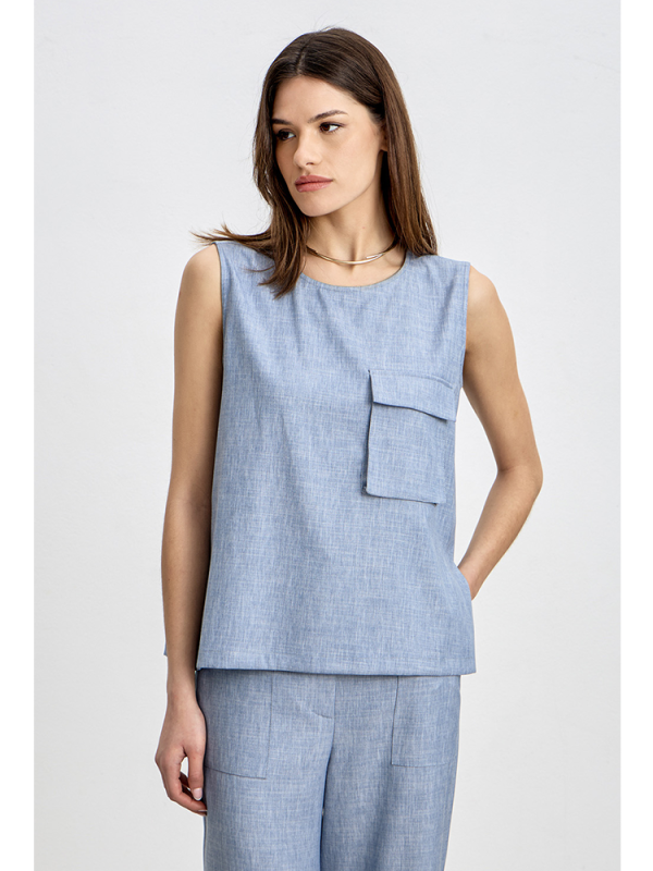 Sleeveless blouse with with flap pocket - Innocent