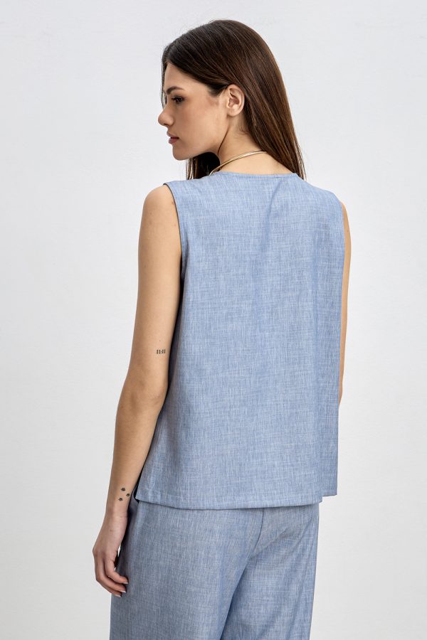 Sleeveless blouse with with flap pocket - Innocent - Image 3